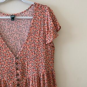 Wild Fable Rust  Floral Babydoll Swing Dress M
